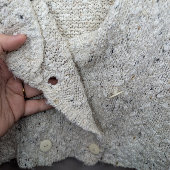 Vintage J.S. Fashion Cream White Double Button Knit Cozy Cardigan Women Small - Picture 6 of 11